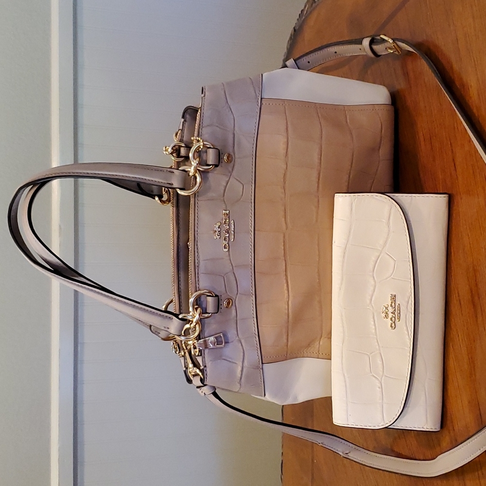 Coach croc embossed purse